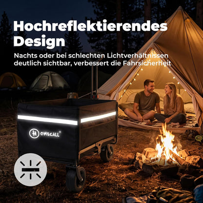Faltbarer Bollerwagen mit Bremse und Heckklappe, 120l Plus mit Bremse