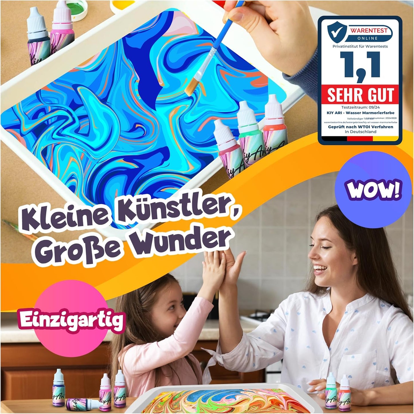 Wasser-Marmorierfarben-Set für Kinder, A4