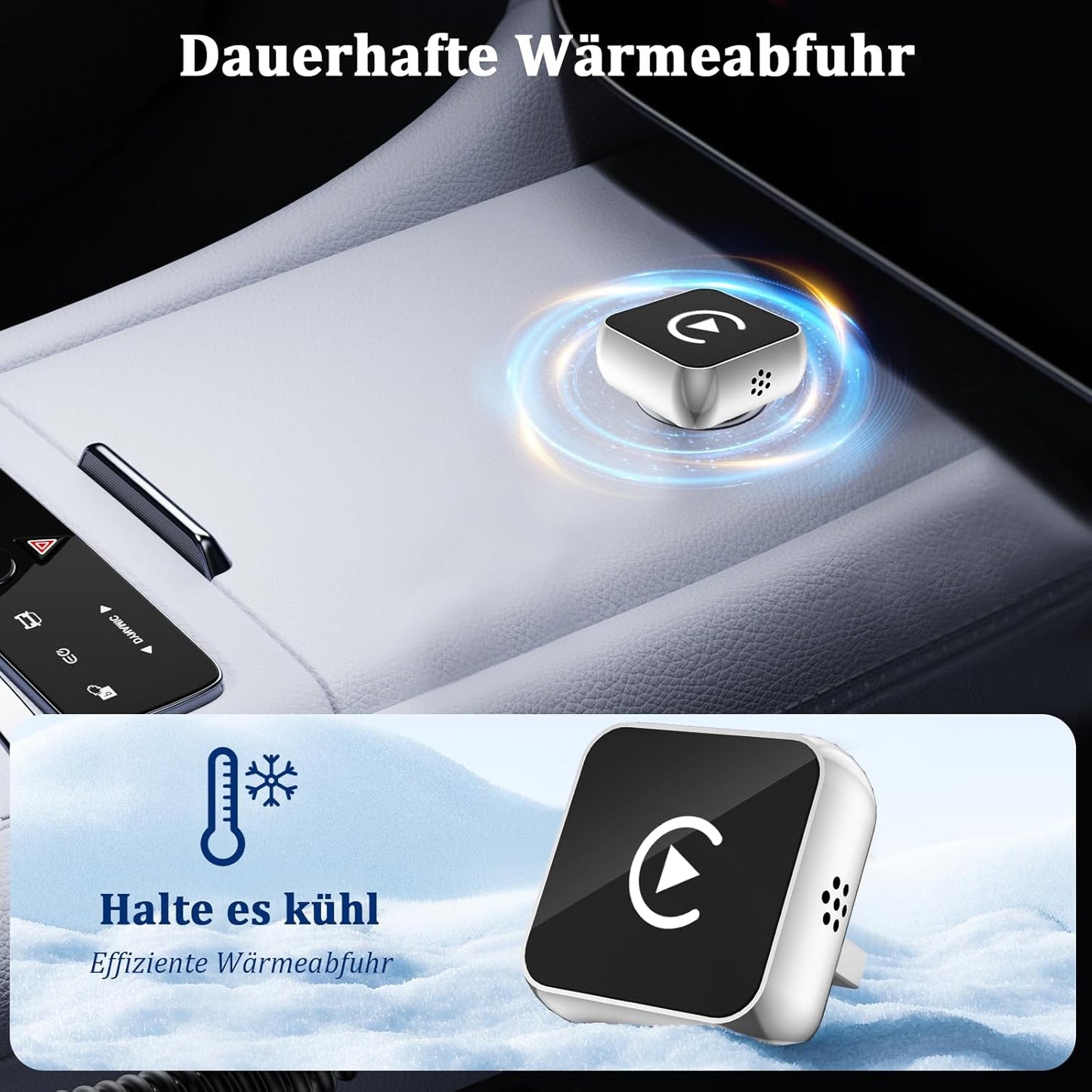 2-in-1 Carplay & Android Auto Wireless Adapter, Tiefschwarz