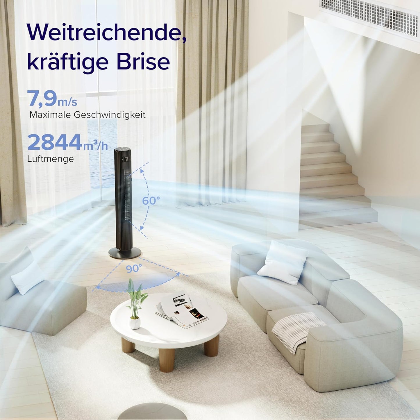 Smart Turmventilator, Schwarz