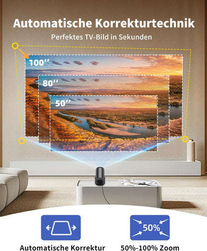 Mini Beamer ‎Y4PRO mit Wi-Fi6/Bluetooth, 1080P-Unterstützung, Schwarz