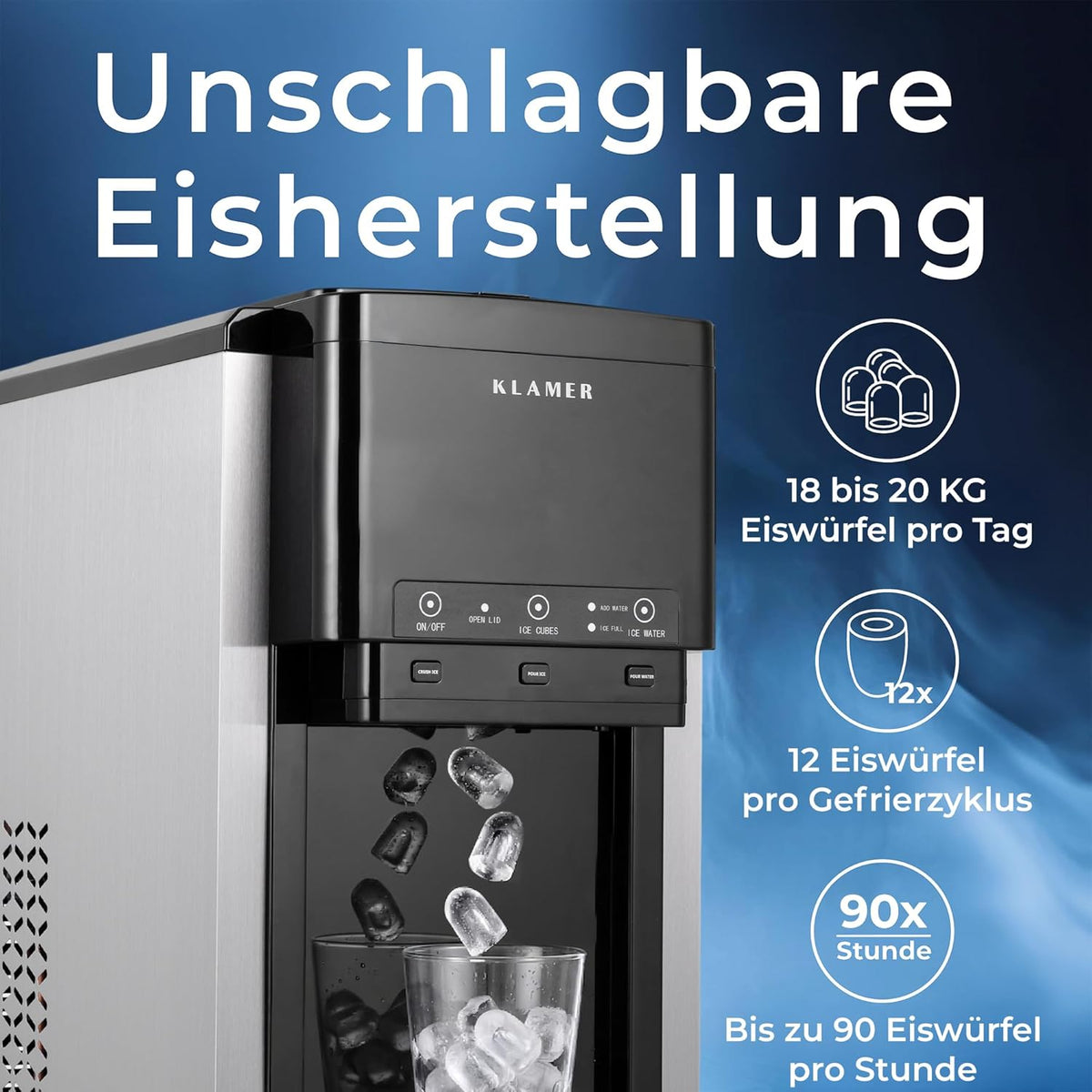 3-in-1 Eiswürfel- und Wasserspender