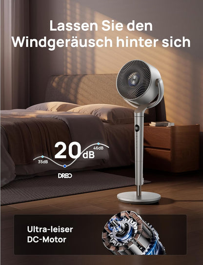 Smart Standventilator mit RGB Light, Silber