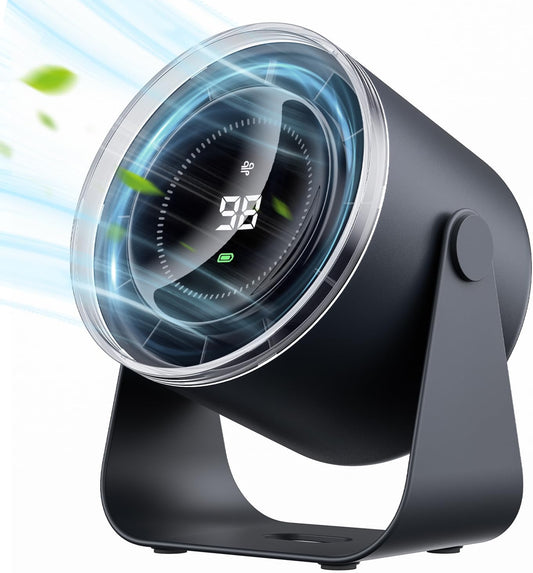Wiederaufladbarer Mini-Ventilator mit 100 Geschwindigkeiten, Blau Schwarz