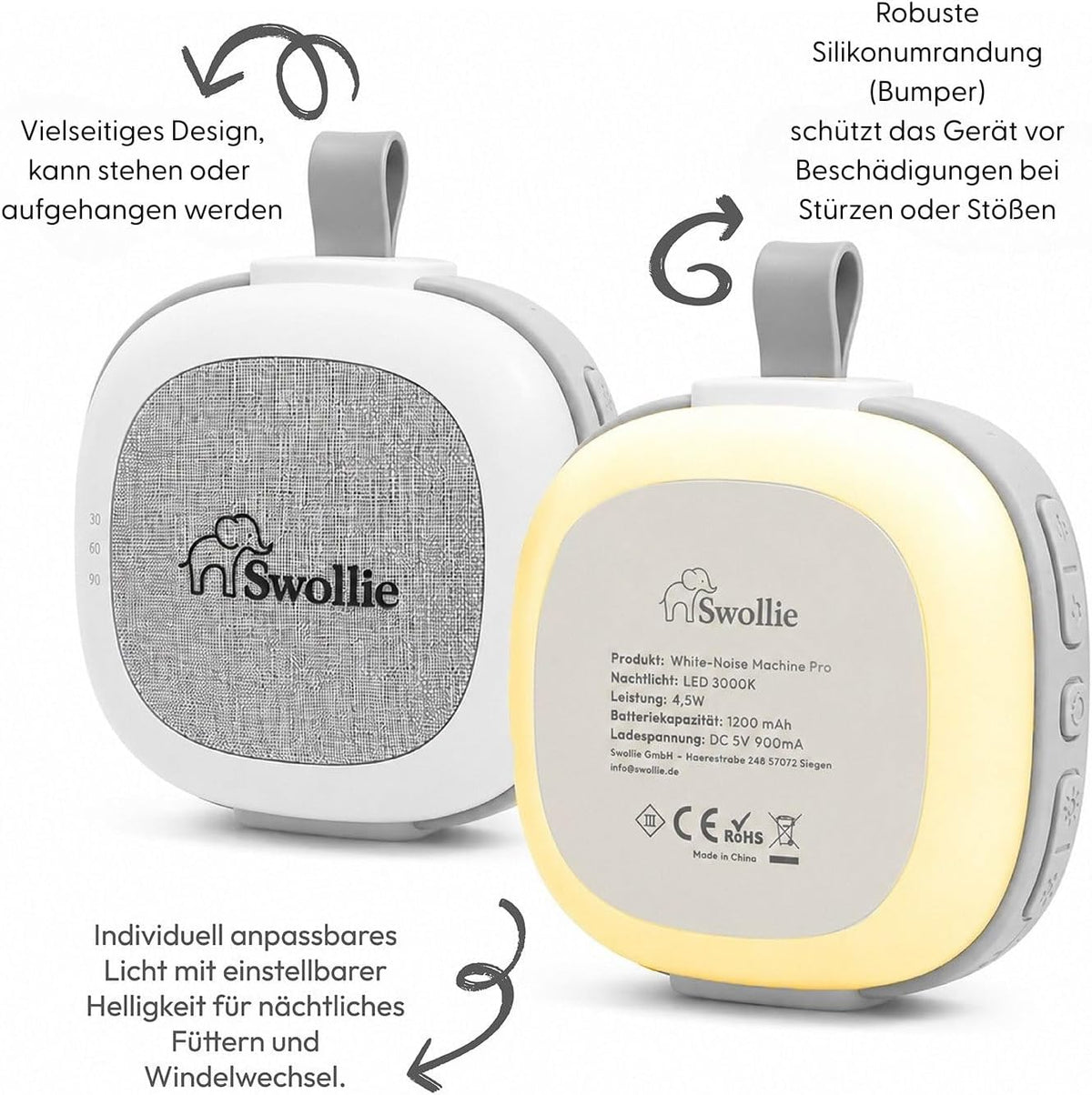 White Noise Gerät & Nachtlicht mit Soundsensor