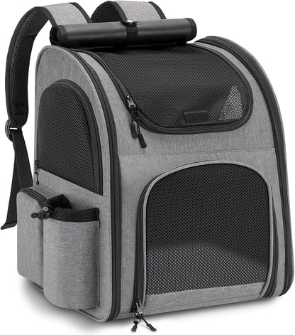Haustier Rucksack mit Netzfenster, Grau