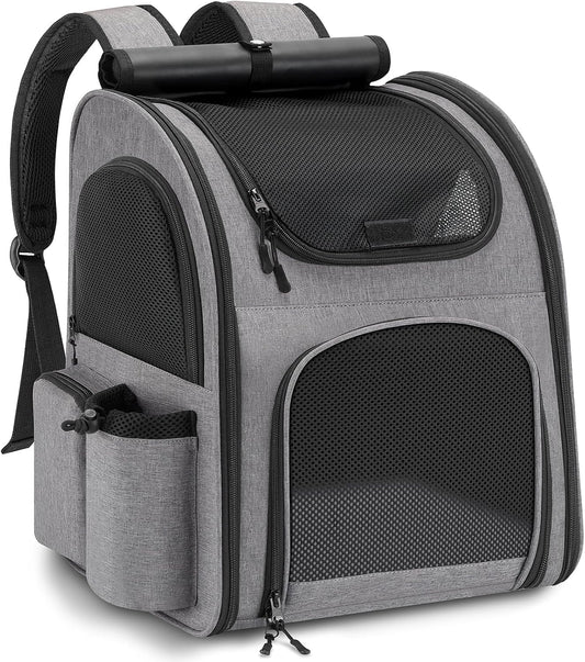 Haustier Rucksack mit Netzfenster, Grau
