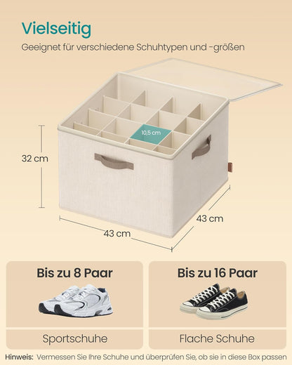 Schuh-Organizer Set (stapelbar, verstellbare Trennwände), 2er Set Cappuccinobeige