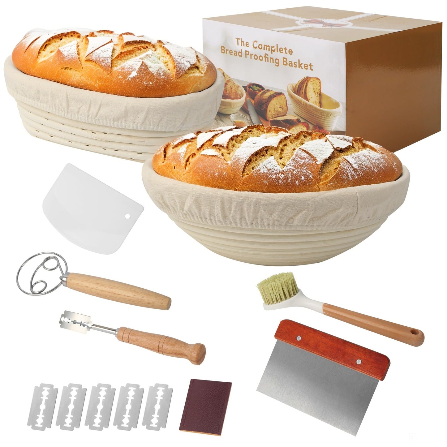 Gärkorb Brotback-Set, 23cm Rund + 25cm Oval