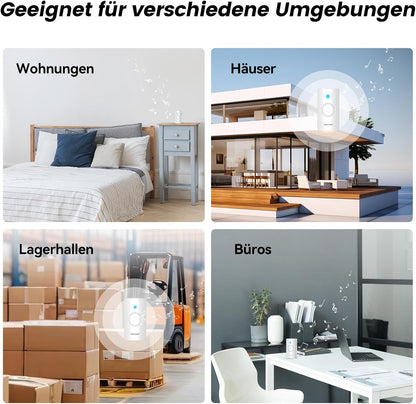 Funkklingel-Set mit 2 Sendern & 2 Empfängern, 2 Sender + 2 Empfänger Weiss