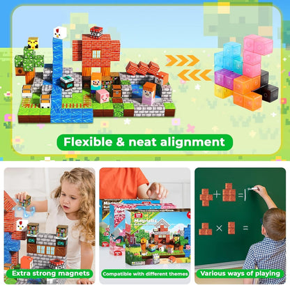 Magnetische Bausteine, Grasland und Tiere