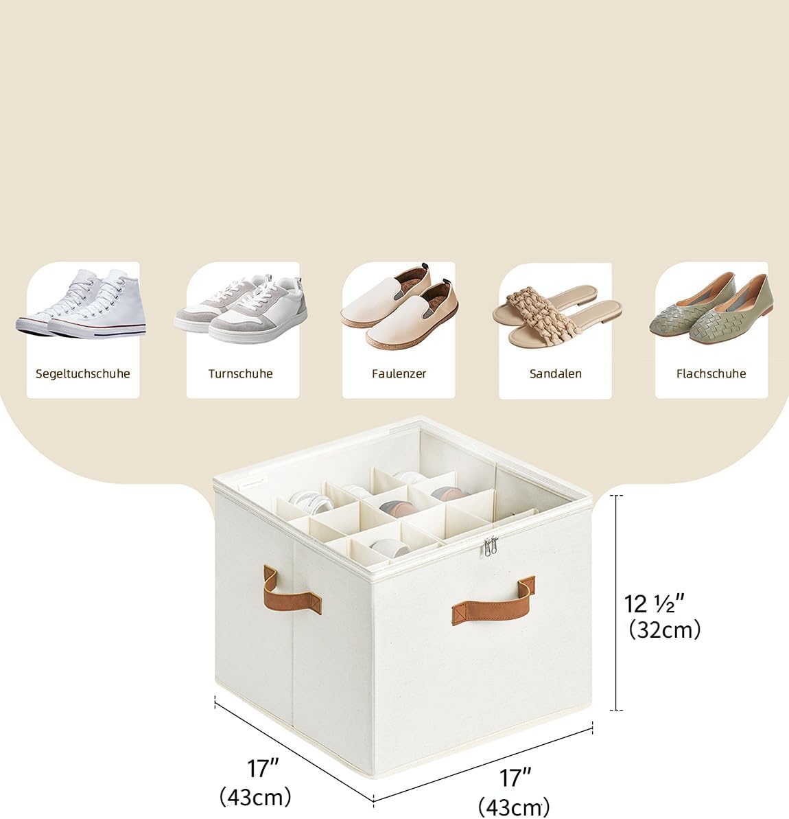 Schuh-Organizer, Beige 43 x 43 x 32 cm
