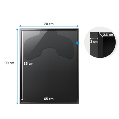 Trikotrahmen 3D-Bilderrahmen für Sporttrikots, Schwarz - Aluminium 70 x 90 cm