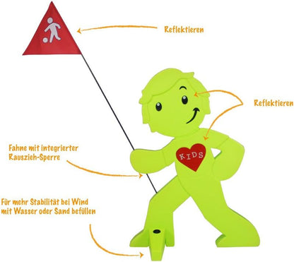 Warnaufsteller mit Fahne, 1x Grün