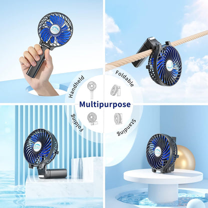 Mini-USB-Ventilator mit Metallclip, Schwarz / Blau