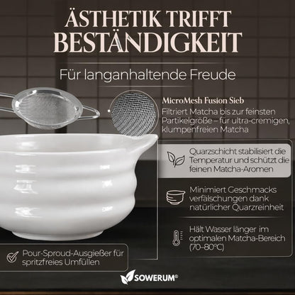 5-teiliges Matcha Set mit Schale & Matchabesen, Weiss
