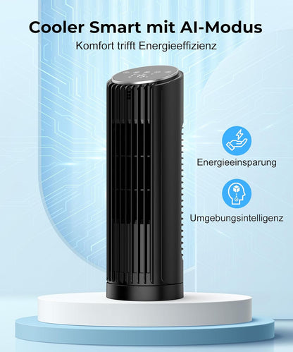 Turmventilator mit Fernbedienung und Timer, Schwarz