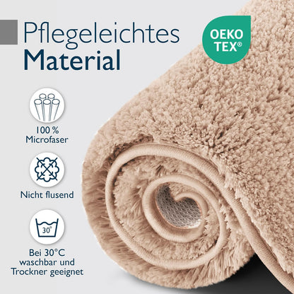 Rutschfeste Badematte, Fussbodenheizung geeignet, 70 x 120 cm, 70 x 120 cm Natur