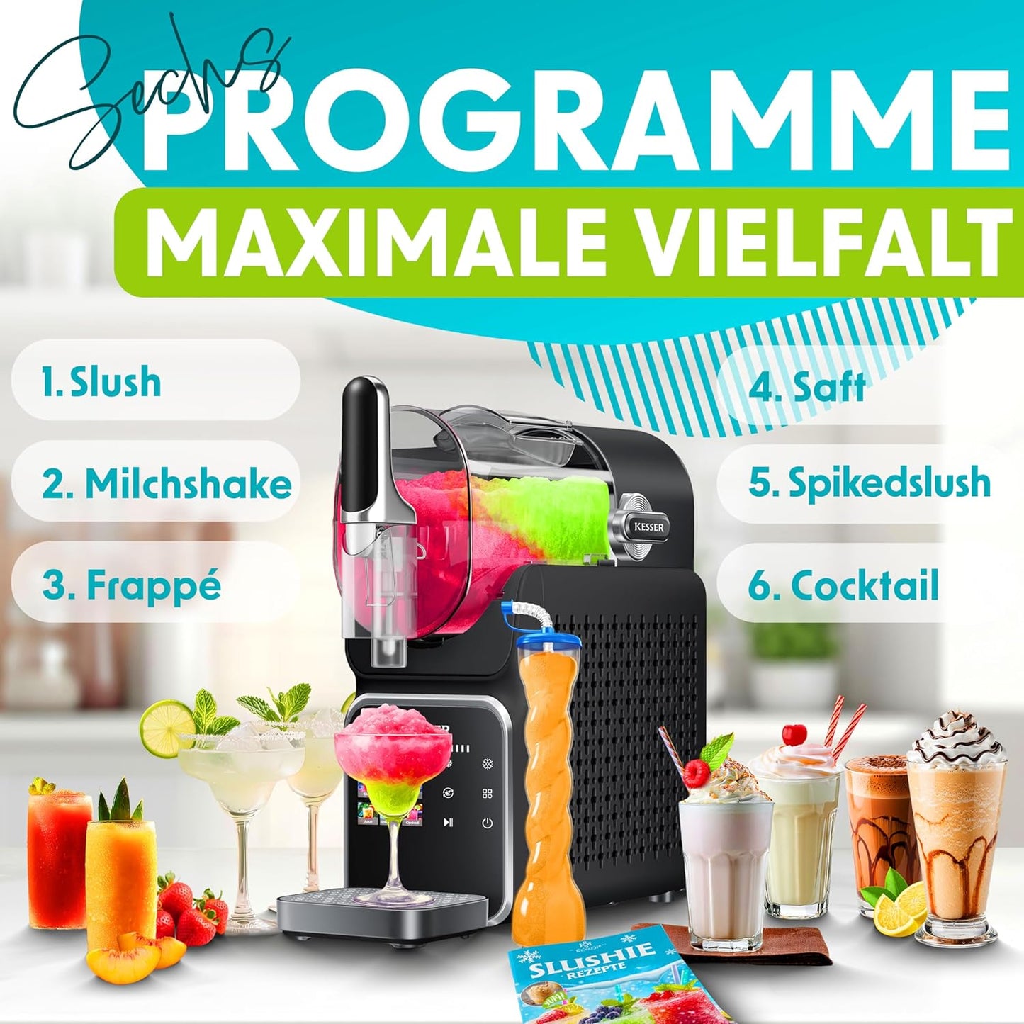 Slush Ice Maker, 2 Liter Schwarz
