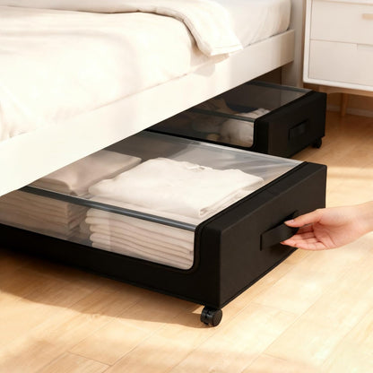 Unterbett-Aufbewahrungsboxen (2 Stück, 50L, rollbar), 50L Unterbett‑Box mit Rollen (L78 x B44 x H18 cm) 2