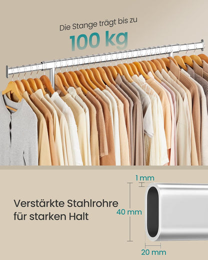 Kleiderständer Hangy auf Rollen, Silbern (92-132)B cm