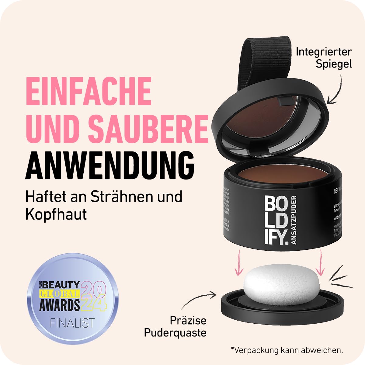 Ansatzpuder zur Haarverdichtung und Grauabdeckung, 4 g (1er Pack) Aschbraun