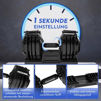 Kurzhantel verstellbar 2-24 kg, Kurzhantel 24 kg