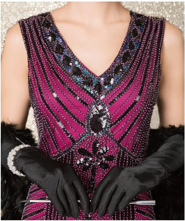 Charleston Flapper-Kleid, S Pink/Schwarz/Multicolor