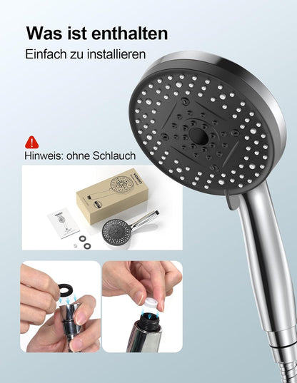Hochdruck Duschkopf mit 10 Strahlarten, wassersparend, Duschkopf allein