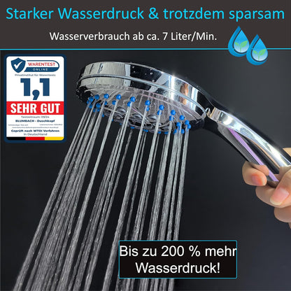 Duschkopf Energy Rain mit 9 Strahlarten, wassersparend, Chrom - Hochdruck-duschkopf