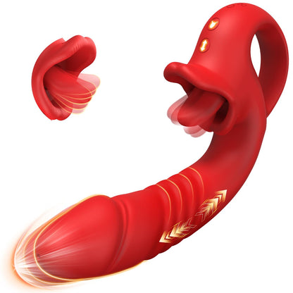 Vibrator mit Stoss- und Vibrationfunktion für Frauen, Rot