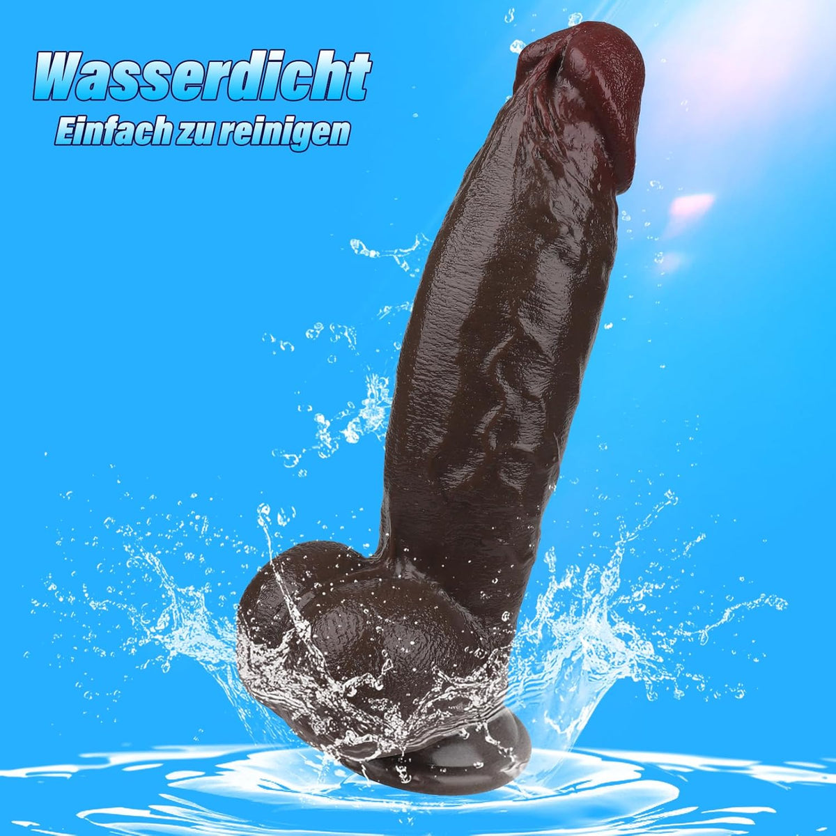 Realistischer Dildo mit Heizung und 10 Funktionen, Braun