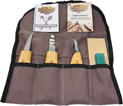 Schnitzmesser-Set mit Tasche und Anleitung, Hell