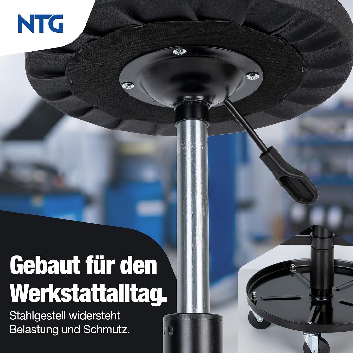 Höhenverstellbarer Werkstatthocker mit Rollen