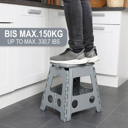 Klapptritt mit Gumminoppen XXL - Rutschfester Tritthocker, Weiss/Grau Xxl - 1 Stück