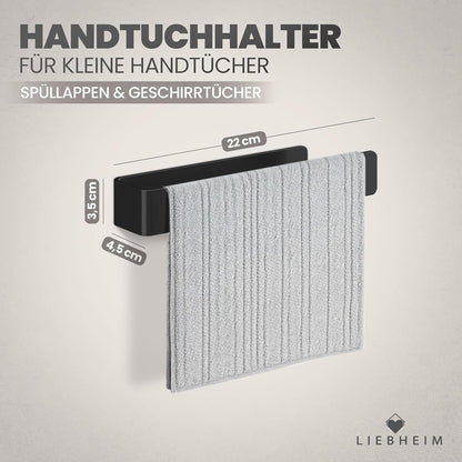 Handtuchhalter Wandmontage ohne Bohren (22 cm), Aluminium Schwarz 22 Cm