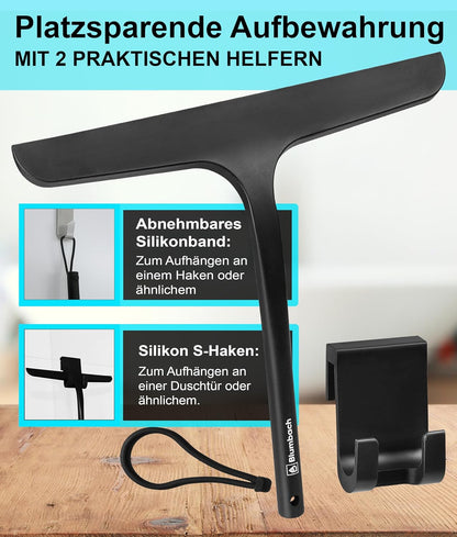 Duschabzieher mit Halterung, 28 cm Duschabzieher Schwarz