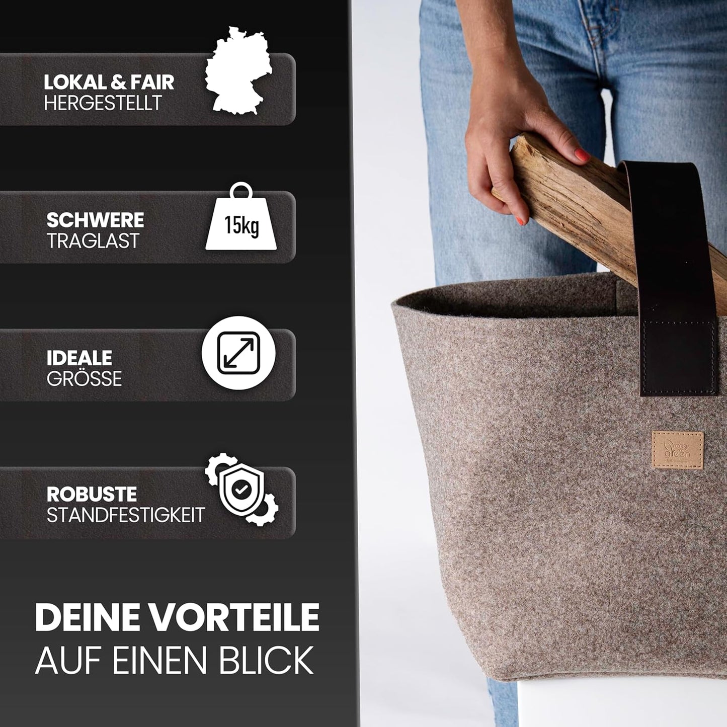 Kaminholzkorb, Beige