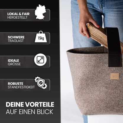 Kaminholzkorb, Beige