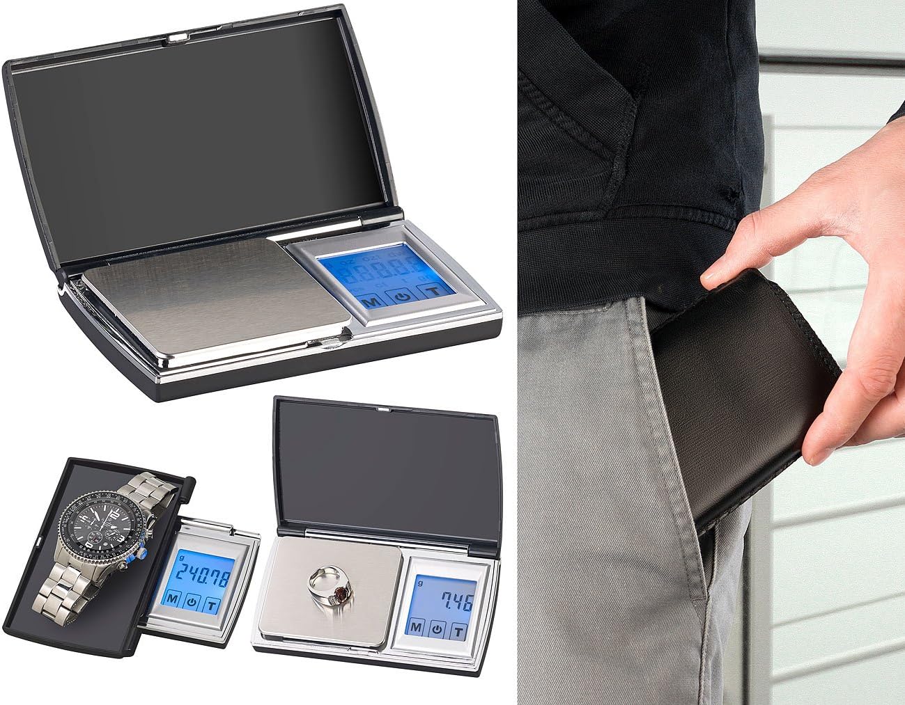 Digitale Taschen-Feinwaage mit Touch-Display
