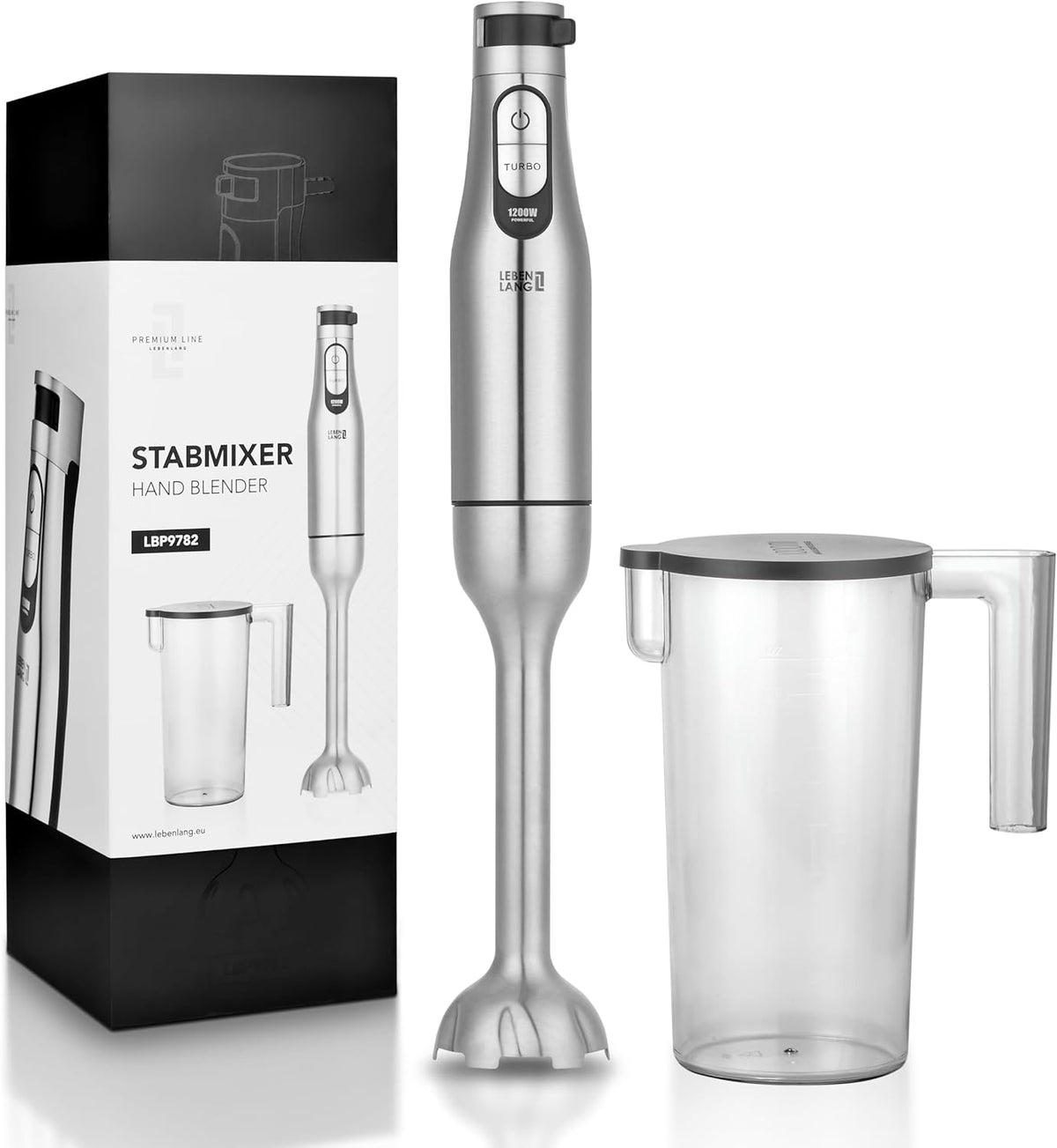 Stabmixer mit Messbecher & Spritzschutz, Stabmixer + Messbecher - 1200W