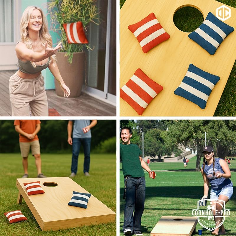 Cornhole Säckchen, Cornhole Tasche - Blaue und Rote gestreift