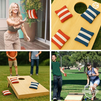 Cornhole Säckchen, Cornhole Tasche - Blaue und Rote gestreift