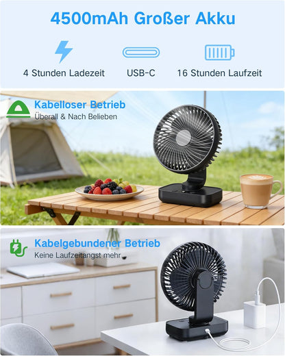 Oszillierender Tischventilator, Matt-schwarz