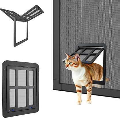 Katzenklappe für Fliegengitter mit Magneten, Eingang 26.2 x 21 cm, Schwarz