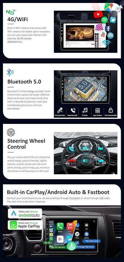 Android 10 Autoradio für VW/Skoda/Seat mit GPS, 2G32G-A 7 Zoll