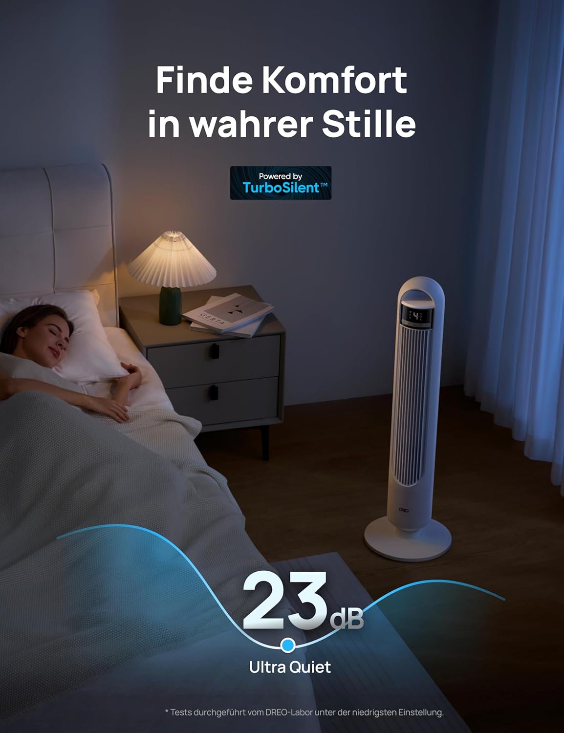 Turmventilator mit Fernbedienung, Weiss