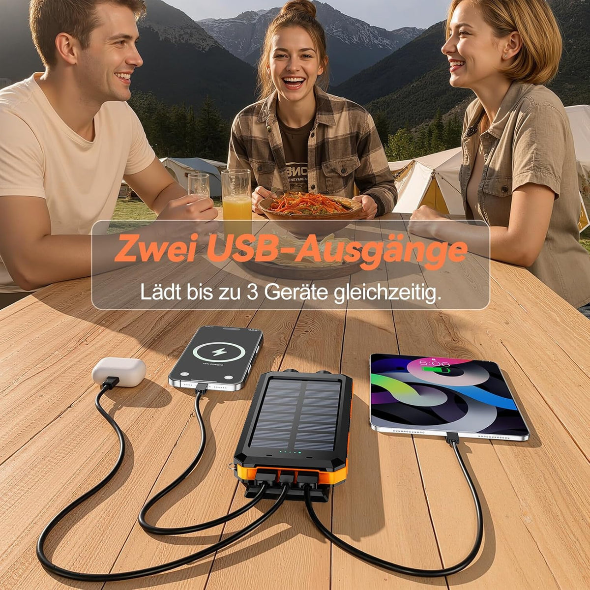 Solar Powerbank 26800 mAh mit USB-C, Dunkelorange