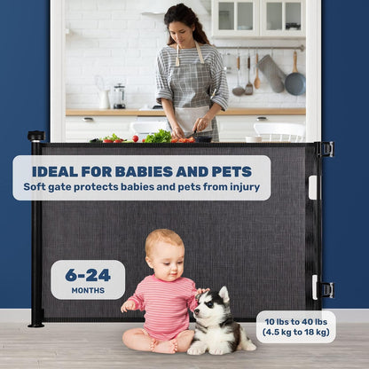 Treppen- und Türschutzgitter für Babys und Haustiere, Schwarz ; 180cm
