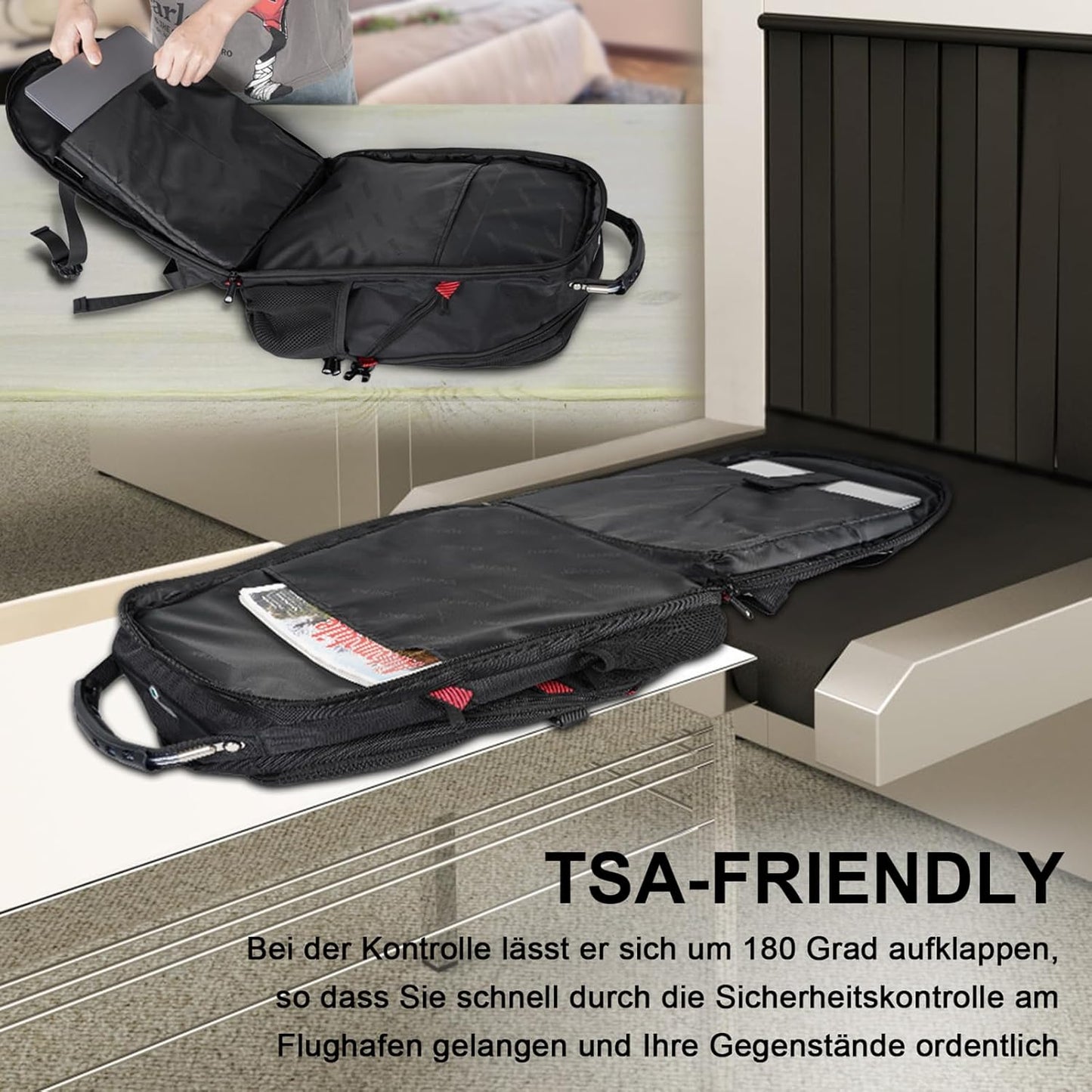 Schulrucksack Anti-Diebstahl (17,3 Zoll), 17.3 Zoll ; Schwarz